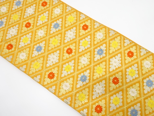 JAPANESE KIMONO / ANTIQUE FUKURO OBI / SILK / WOVEN RHOMBUS
